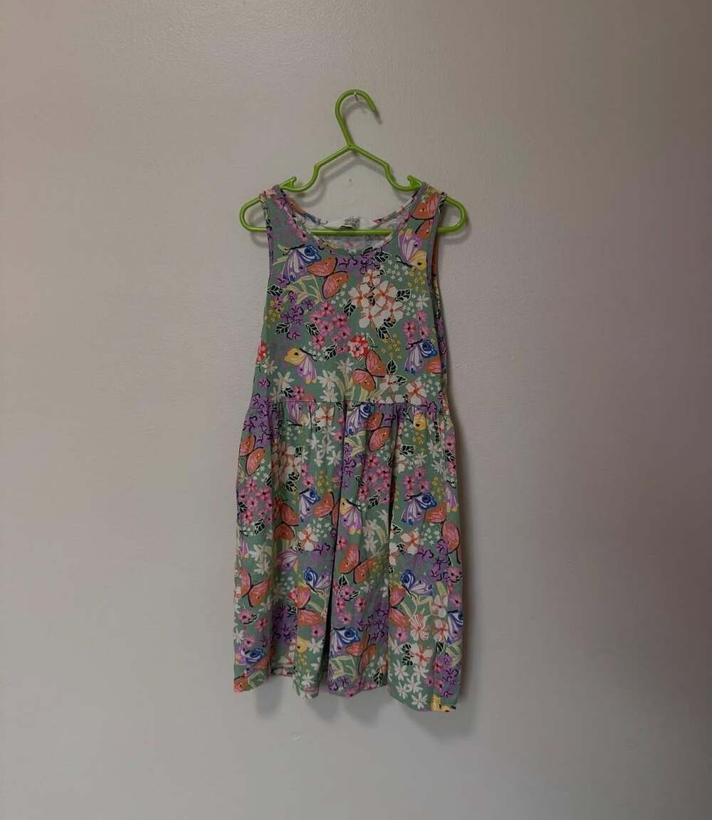 H&M Green Butterfly and Floral Print Jersey Dress